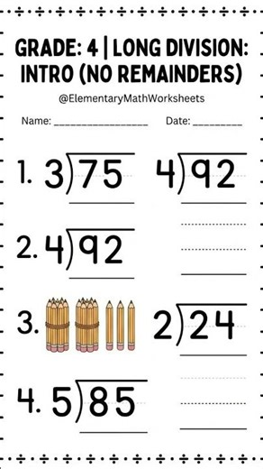 How to Learn Long Division (No Remainders) | Grade 4 long division worksheet