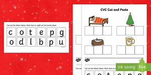 Christmas CVC Words Cut and Paste Activity