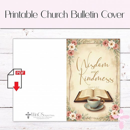 Proverbs 31 Church Bulletin Cover: Wisdom & Kindness (canva Template, PDF) | #67 - Etsy