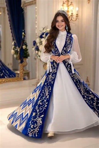 Royal Blue Elegant Traditional Dress