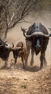 Wild Buffalo Calf Attack Caught on CCTV | Female Hooked, Male Charges Hard