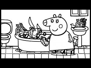 Water bath in the bathroom | Peppa Pig Coloring Page - Learn Drawing