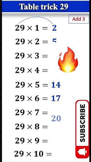 Table trick 29 very easy 🔥🤩 #table29 #tables