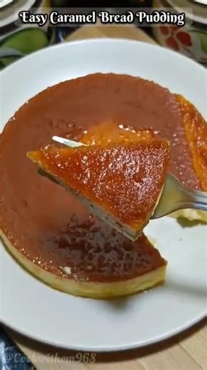 Easiest Way To Make Caramel Bread Pudding 🍮 | Bread Pudding Recipe | #shorts #breadpudding #viral