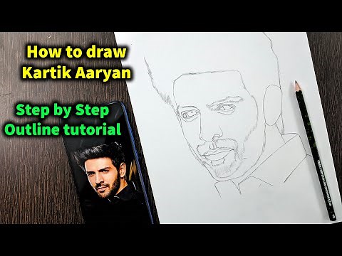 How to draw Kartik Aaryan Step by Step // full sketch outline tutorial for beginners