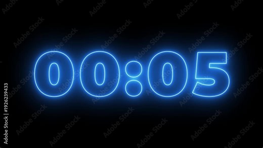 10 to 0 second modern digital countdown timer neon light style on black background,10 seconds simple countdown timer. Circle countdown timer 10 sec animation 4k video