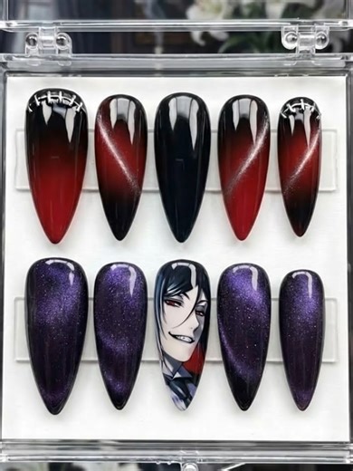 Handmade Anime Vampire #pressonnails #3dnailart #blackbutler