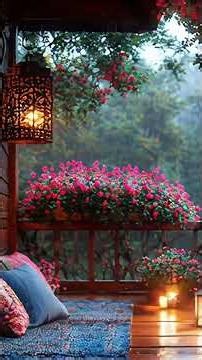 Rainy Porch Ambience 🌧️ Relaxing Rain Sounds on a Cozy Forest Balcony