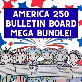 America 250 Bulletin Board Writing Kit Craft Bundle with Patriotic Characters