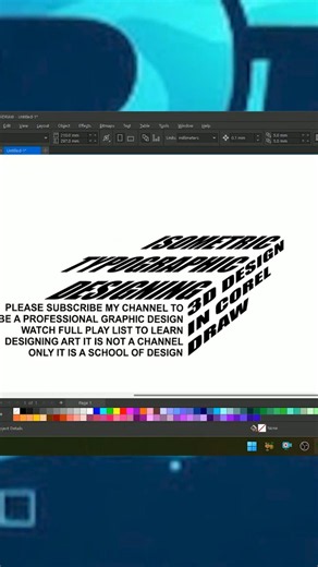 3D isometric Text Design in coreldraw #Shorts #Graphicdesign
