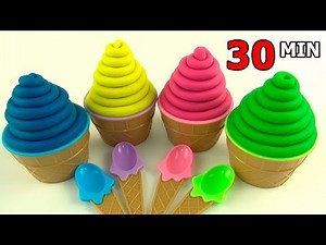 Learn Colours with Play Doh Cupcakes Surprise | Pretend Ice Cream Cups Play Foam Surprise Eggs Toys