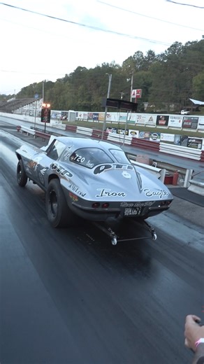 Unfortunately the Iron Eagle Corvette hit the wall in Knoxville! #motorsports #dragracing #sports #racing #corvette #gasser #wreck #crash #southeastgassers #racecar #nostalgia | Red Line Motorsports Media
