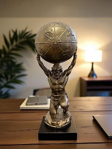 Atlas Statue | Greek Mythology Sculpture | Bronze Titan Home Decor | Titan Carrying World Globe | Mythological Home Accent - Etsy