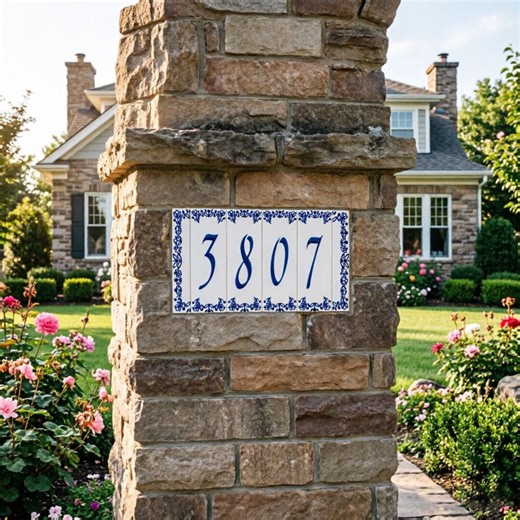 Handmade Ceramic House Numbers, Blue & White Relief Tile (5 X 15 Cm) - Etsy