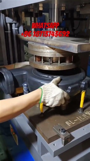 Semi automatic feeding single station hydraulic fan shell punching machine, manufactured in China.