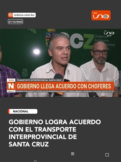 Acuerdo sobre Transporte Interprovincial en Santa Cruz