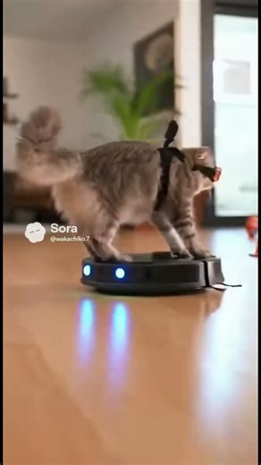 ルンバに乗る猫#sora #ai動画 #shorts