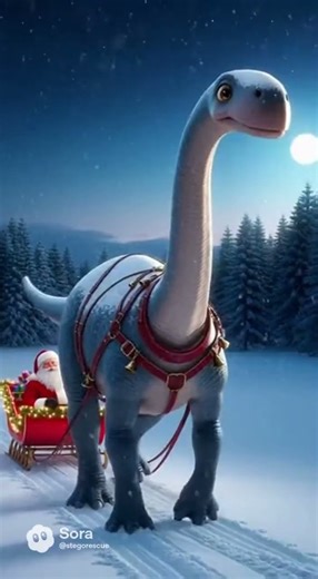 Then vs Recently vs Today | Diplodocus Pulling Santa’s Sleigh in the Snow #Diplodocus
