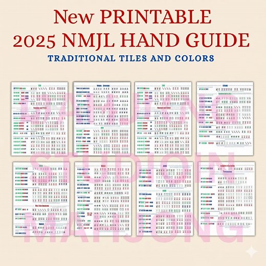 2025 NMJL Mahjong Hand Guide for 2026 New Year, American Mahjong Cheat Sheet (printable) - Etsy
