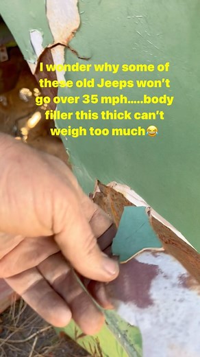 How much can body fillers weigh? We find some crazy amounts of body filler and or thick plates of steel used to “repair” these old Jeeps. With only 60 hp that extra weight can’t help. #Willys #Jeep #Bondo #bodyfiller #bodywork #heavy | Old6quart