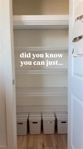 JAMIE on Instagram: "Follow & comment “shelf” and I’ll send over the details on these pre-assembled shelf covers! ✨ One of my favorite small house organization upgrades 🤍 These wire shelf covers slide right over wire closet shelving, come pre-assembled, and are available in multiple lengths and colors so you can easily upgrade closets, pantries, laundry rooms, bathrooms, and mudrooms without a full renovation. Such an easy way to make builder-grade wire shelves look custom and finished! #amazon
