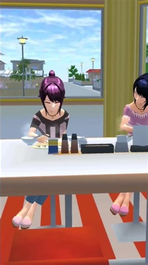 me and my friend eating in sakura school simulator