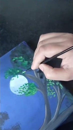 Landscape night paiting step by step for beginners#naturalpainting#easypainting#dailypainting#art