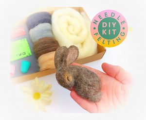 Bunny Needle Felting DIY Kit, Wool Rabbit Tutorial for Beginners Step by Step - Etsy