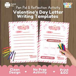 Valentine's Day Writing Activity Letter Templates Pen Pal Currently In Life