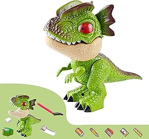 5 in 1 Creative Dinosaur Toy Model Multifunctional Elementary School Stationery Including Ruler, Pencil, Pencil Sharpener, Binding Machine, Back-to-School Gift.