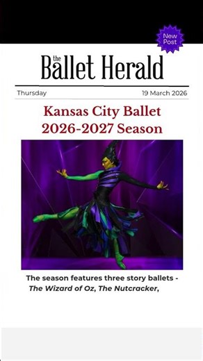 BALLET NEWS 🌟 Kansas City Ballet 2026-2027 Season