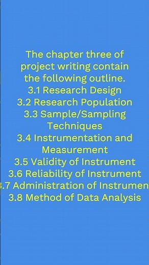CHAPTER 3 (THREE) PROJECT OUTLINE ( FORMAT OR TABLE OF CONTENT ) IN BRIEF #projectwriting #chapter3