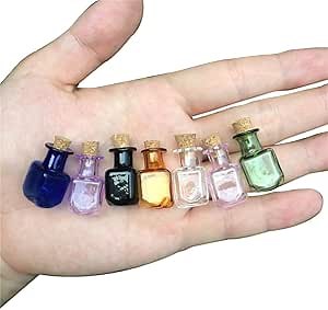 Mini Glass Color Bottles - Cute Rectangle Bottles With Cork - Little Jars Vials Mix 7 Colors
