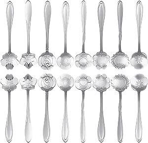16 Pcs Teaspoon Tea Spoons, ESRISE Stainless Steel Cute Coffee Spoon for Tea Party Decorations (Silver)