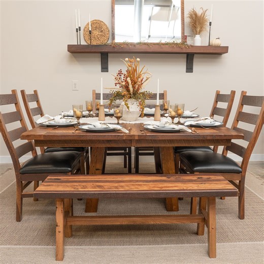 Thornwood Square Extendable Reclaimed Barnwood Dining Room Table | Rustic Farmhouse Expandable Square Kitchen Table - Etsy