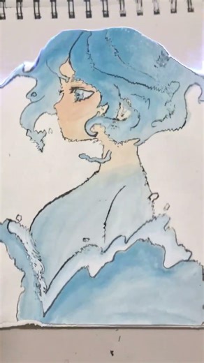 Simple Watercolor = Beautiful Art 💙 #watercolorart #oceanwaves #easyart