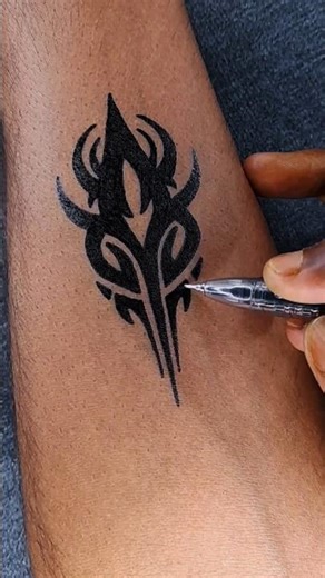 Easy Pen Tattoo Design | Tribal Hand Tattoo Ideas Using Pen......#tattoo #tribaltattoo #art #shorts