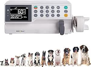 Veterinary Syringe Pump User Friendly for Vet Clinic with programmable Mode and Flow Rate 0.1-1200ml per Hour Rechargeable Pump Machine with KVO Adjustable Occlusion