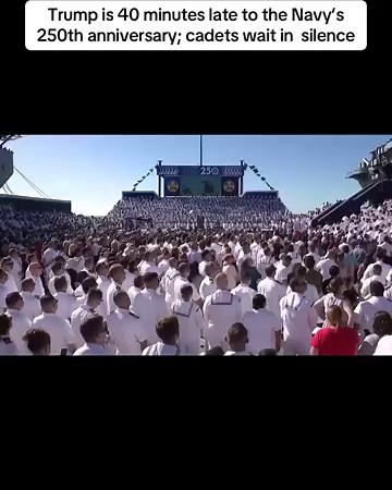 40 minutes past start time and still no sign of Trump at the Navy’s 250th anniversary