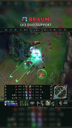 Braum + Yunara Lv3 DUO SUPPORT | KR Master Patch 26.20 #shorts
