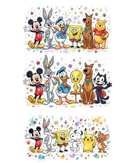 Retro Cartoon Characters PNG Bundle, Kids Shirt Design, Doodle Art (digital Download) - Etsy