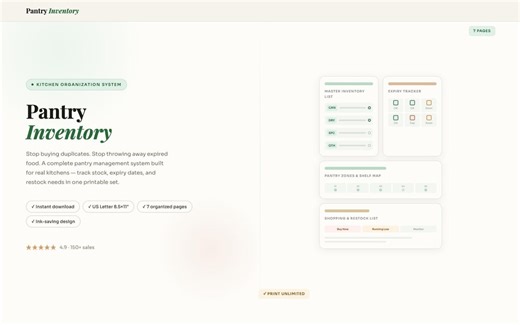 Pantry Inventory Printable | Kitchen Organization Planner | Food Storage Tracker | Pantry Checklist PDF - Etsy