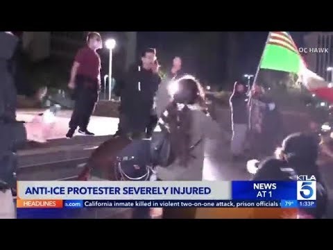 Protesters burn American flag, clash with federal officers in Santa Ana