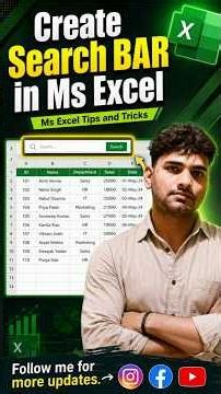 Create Search BAR in Ms Excel | Filter Any Data in Ms Excel #exceltips #ytshorts #exceltricks #yt