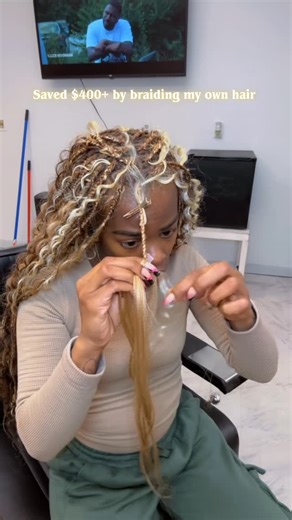 Roots In Beauty | Da Loc Haus on Instagram: "I don’t always have time to sit in someone else’s chair so I braid my own hair frequently! Here I am saving my life 🤗 #bohobraids #longknotlessbraids #smallknotlessbraids #braids #charlestonsc"
