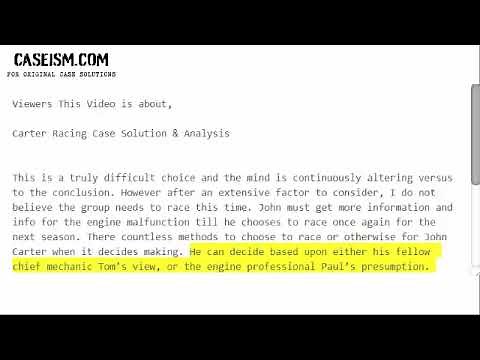 Carter Racing Case Solution & Analysis- Caseism.com