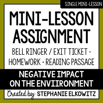 Negative Impact on the Environment Mini Lesson Activities | Sub Plans