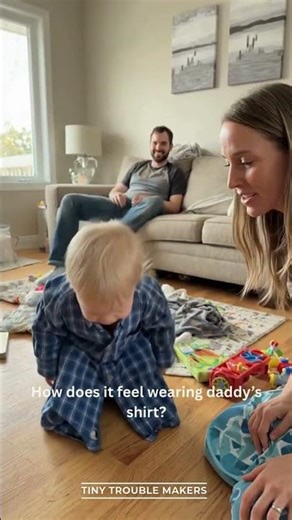 Baby Throws Tantrum Wearing Dad’s Oversized Shirt 😂