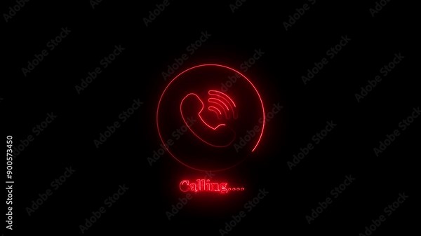 Neon Animation of Incoming Call Icon. Call Answer. Phone Dial Symbol. Phone interface icon animation. Telephone icon animation on background. Ringing phone icon Ideas for Talking to Support concept.