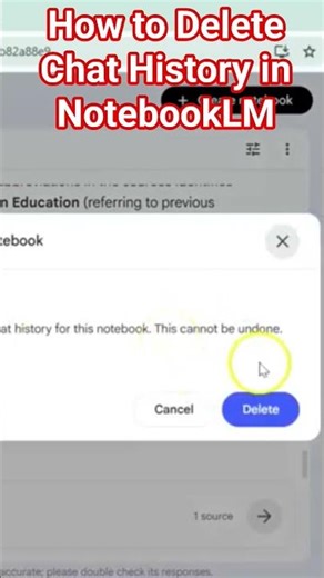 How to delete Chat History in NotebookLM